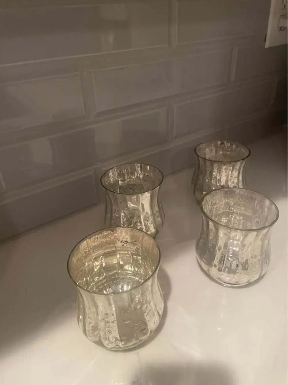 $12 OBO Vintage Mercury Venus Jars Glass Votive candle holders set of 4